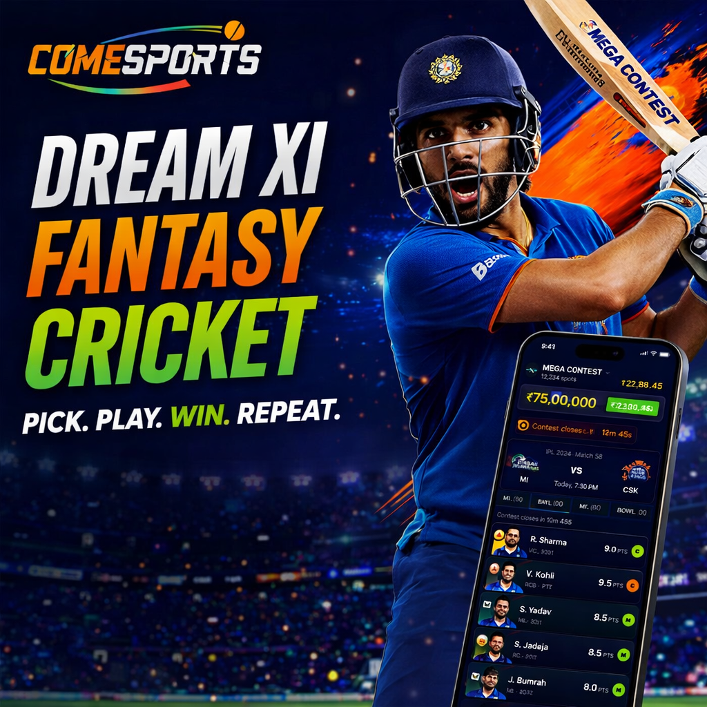 COME CLUB Dream XI fantasy cricket ad visual